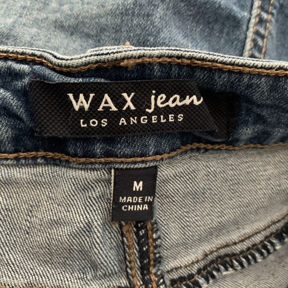Wax Jean Los Angeles Women’s Blue Denim Distressed Mini Skirt Stretch Sz Medium - Picture 4 of 6